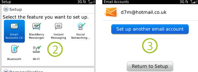 23 Setting up an email account on your BlackBerry